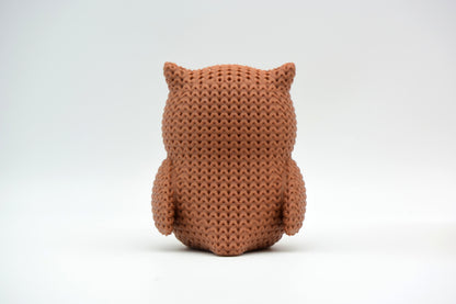 Knitted Owl Topkinz character rear three-quarter view