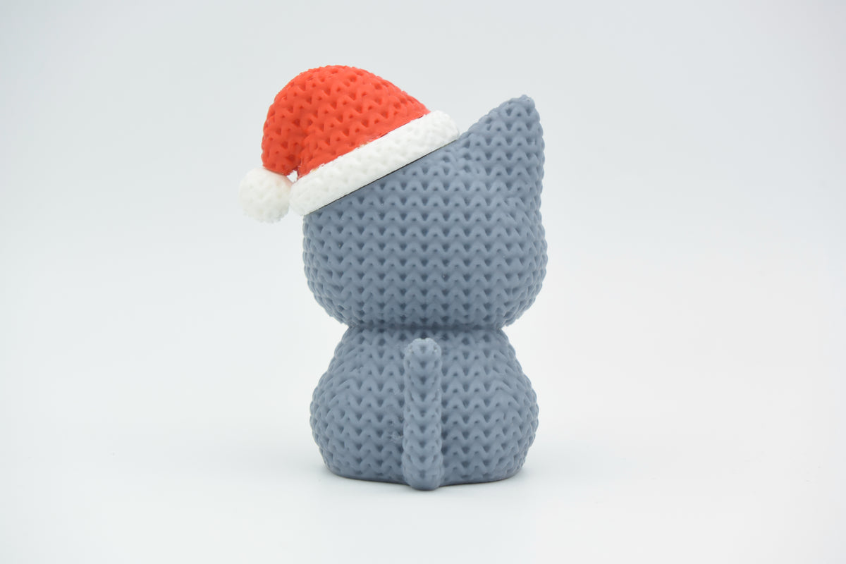Knitted Cat with Santa Hat Christmas Topkinz character rear view
