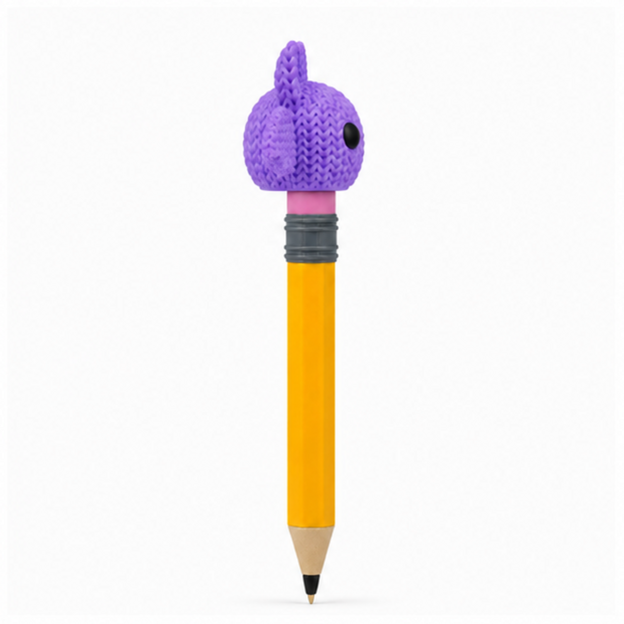 Knitted Halloween Bat Topkinz character on jumbo pencil side view