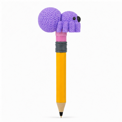 Knitted Articulated Spider Topkinz character on jumbo pencil side view