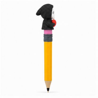 Knitted Heart Grim Reaper Halloween Topkinz character on jumbo pencil side view