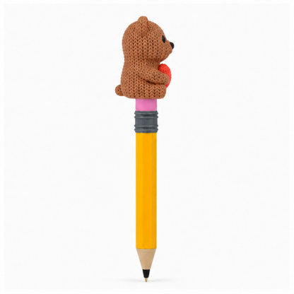 Knitted Otter With Heart - Valentine's Day Topkinz character on jumbo pencil side view