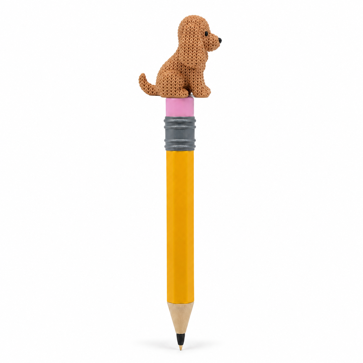 Knitted Cocker Spaniel Dog Topkinz character on jumbo pencil side view