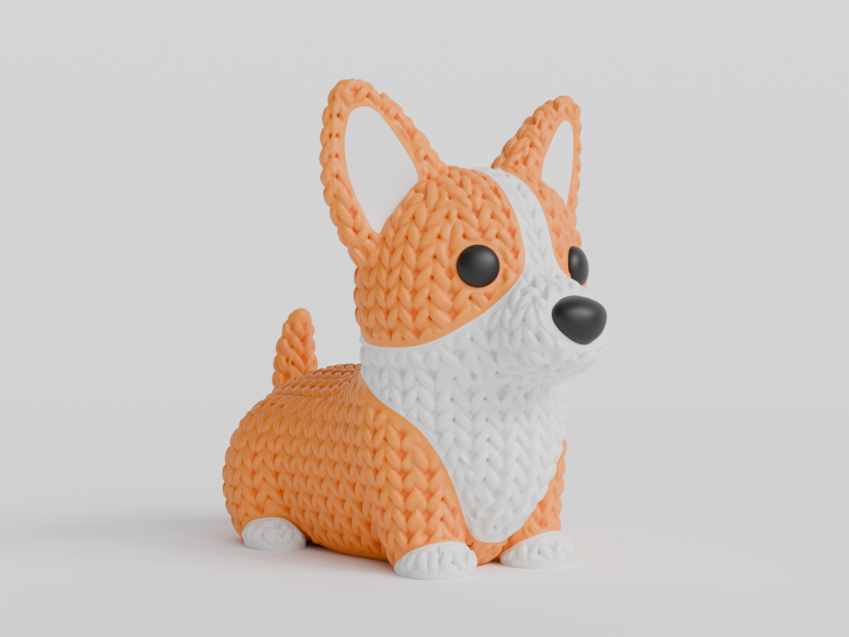 Knitted Corgi Dog Topkinz character front view