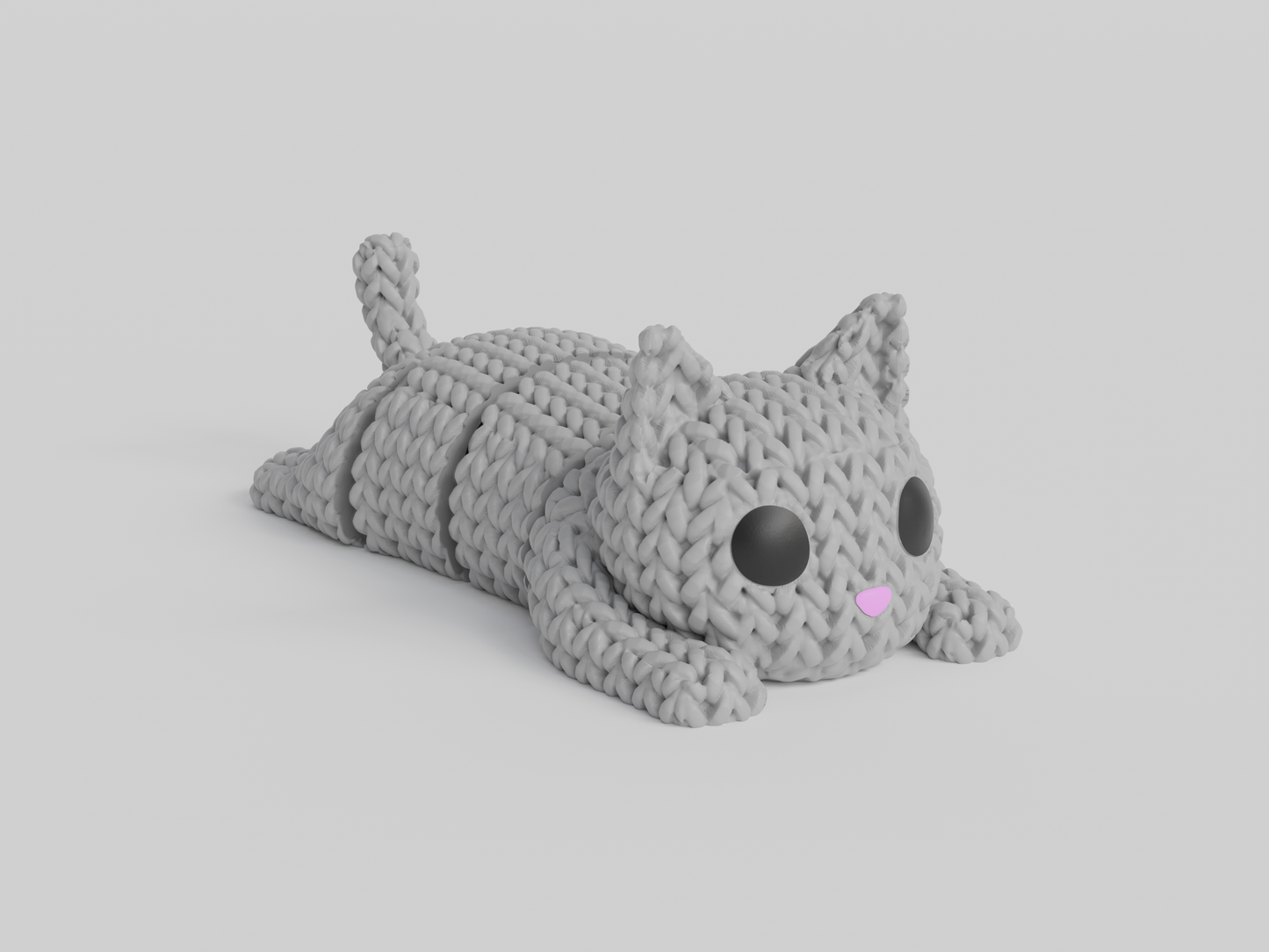 Knitted Articulated Cat Topkinz character front view