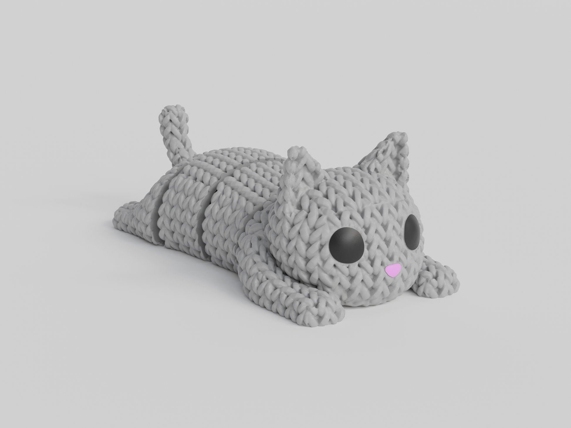 Knitted Articulated Cat Topkinz character front view