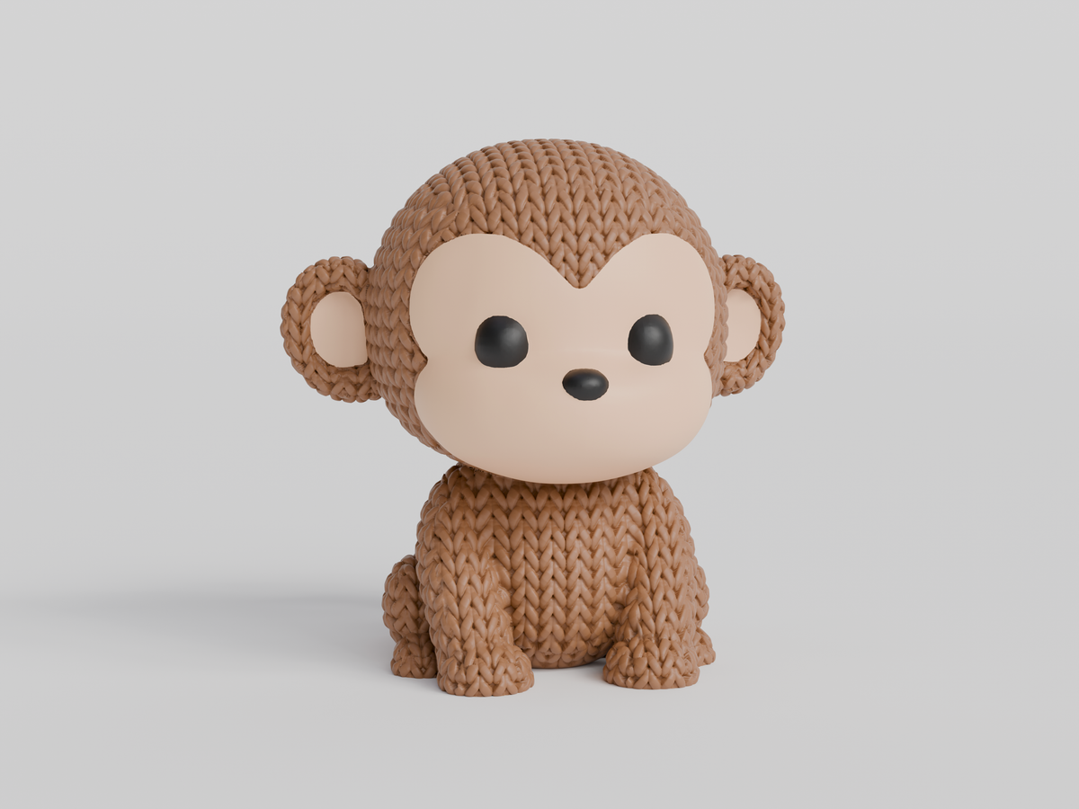 Knitted Monkey Topkinz character front view