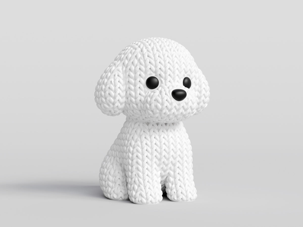 Knitted Bichon Frise Dog Topkinz character front view
