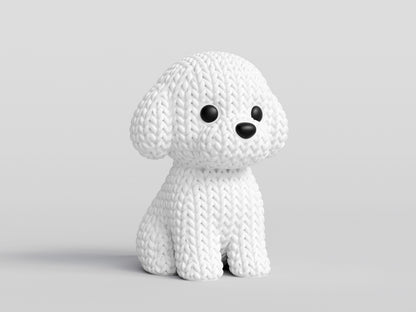 Knitted Bichon Frise Dog Topkinz character front view