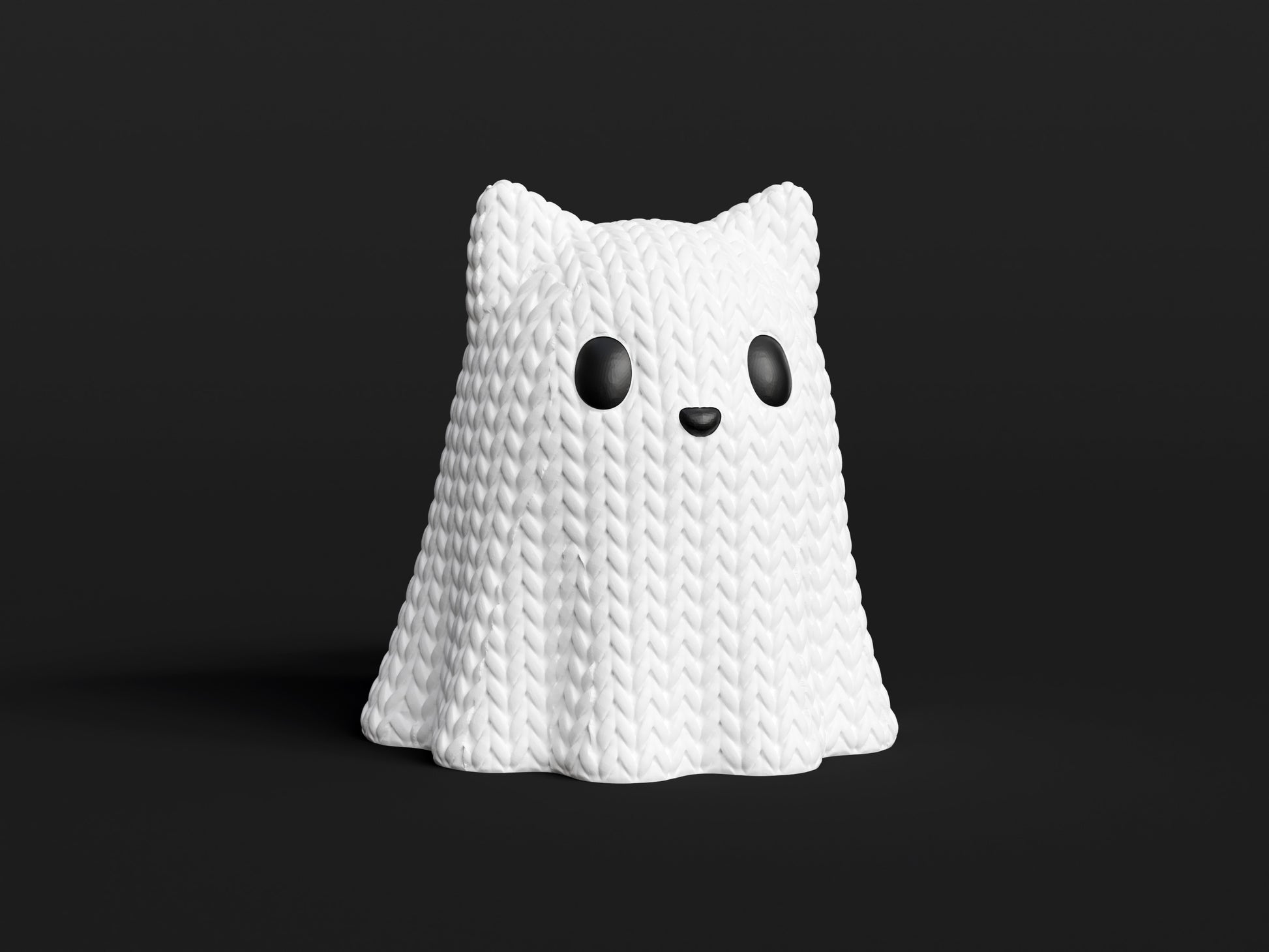 Knitted Halloween Cat Ghost Topkinz character front view