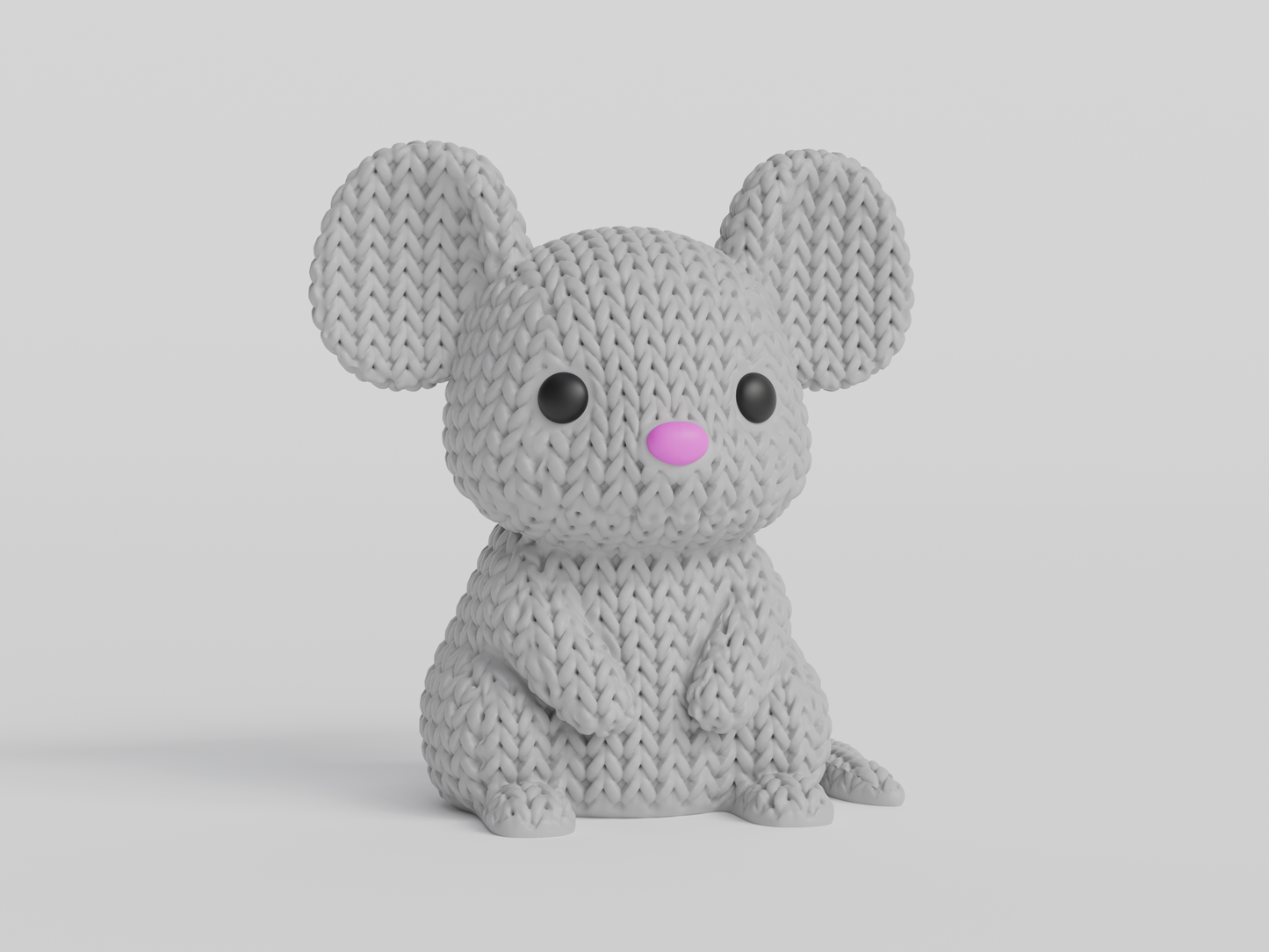 Knitted Mouse Topkinz character front view