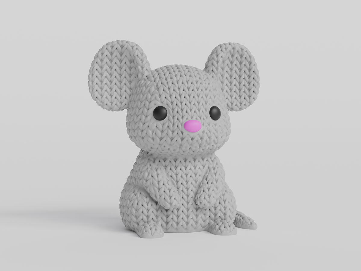 Knitted Mouse Topkinz character front view