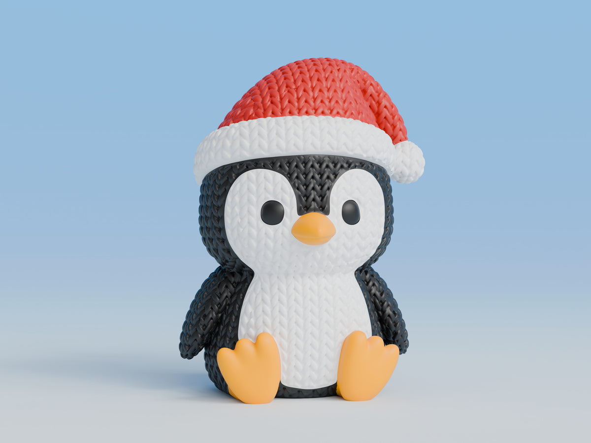 Knitted Penguin with Santa Hat Christmas Topkinz character front view