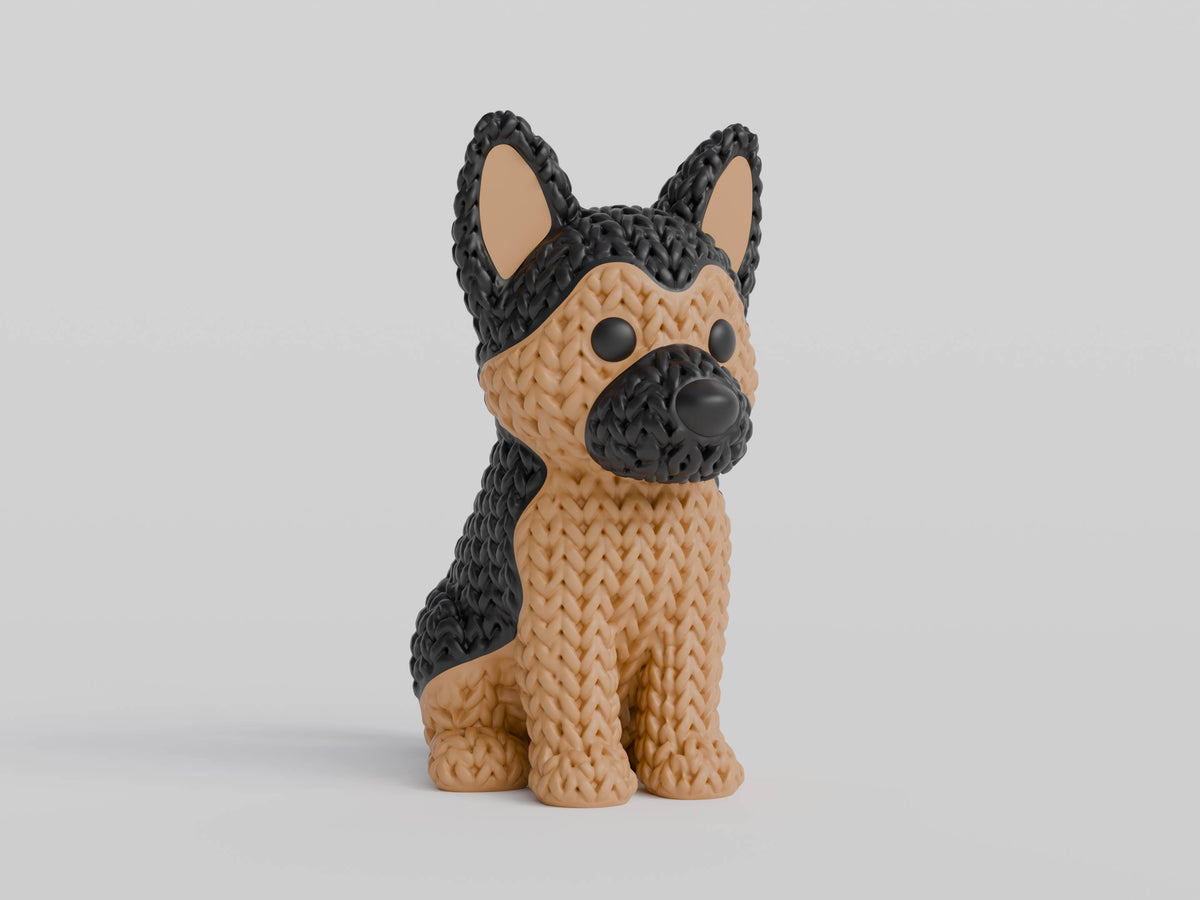 Knitted German Shepherd Dog Topkinz character front view