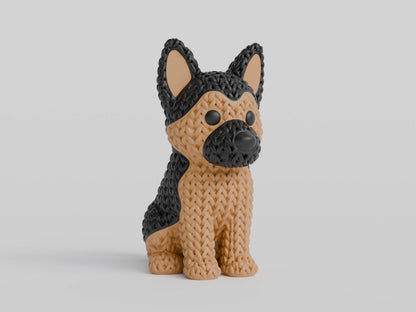 Knitted German Shepherd Dog Topkinz character front view