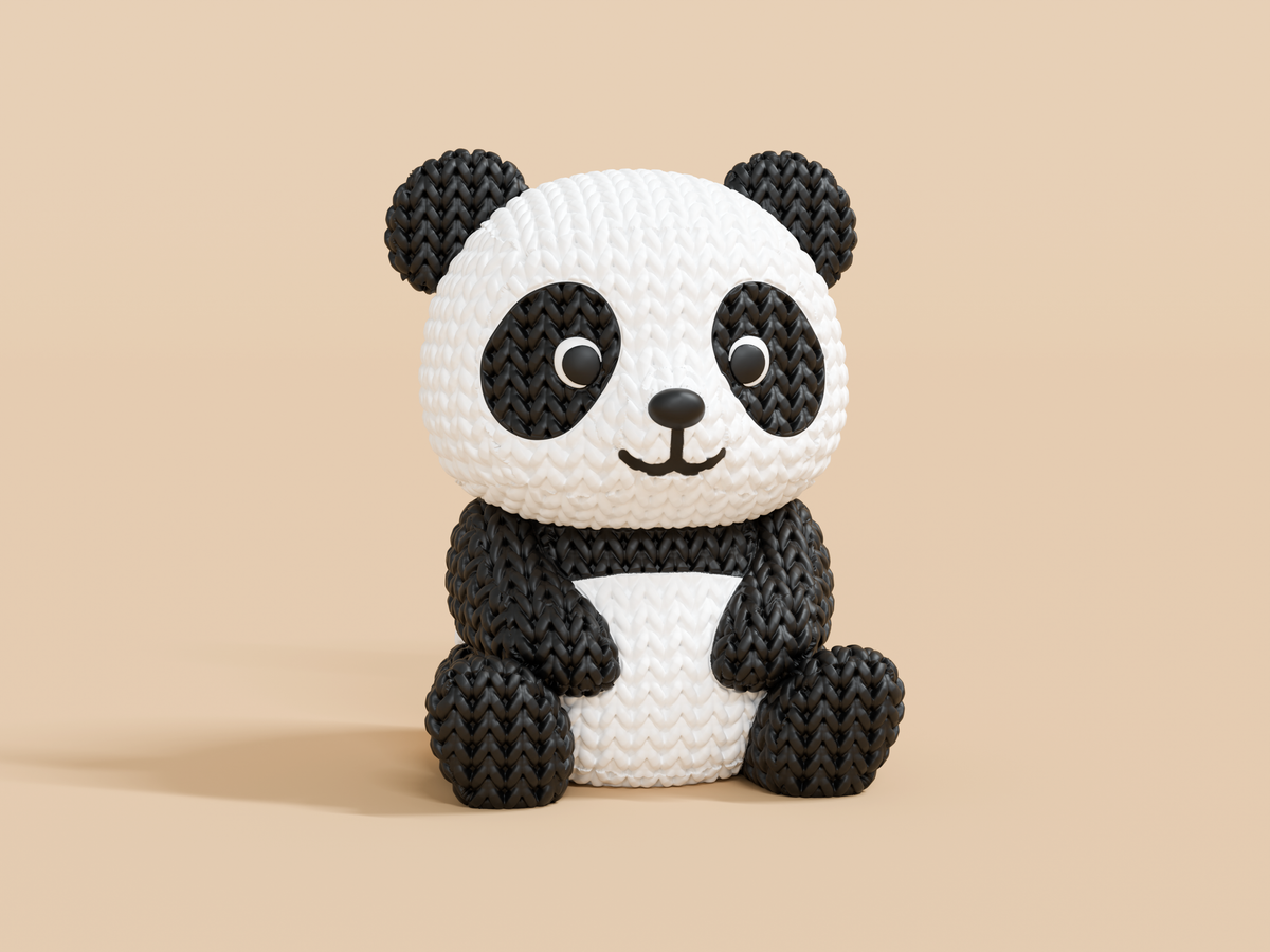 Knitted Panda Topkinz character front view