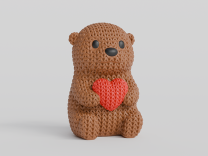 Knitted Otter With Heart - Valentine's Day Topkinz character front view
