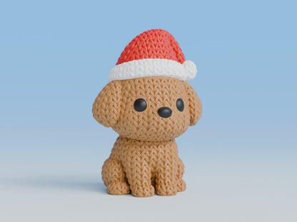 Knitted Dog with Santa Hat Christmas Topkinz character front view