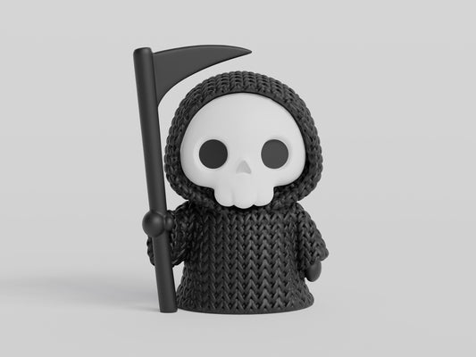 Knitted Halloween Grim Reaper Topkinz character front view