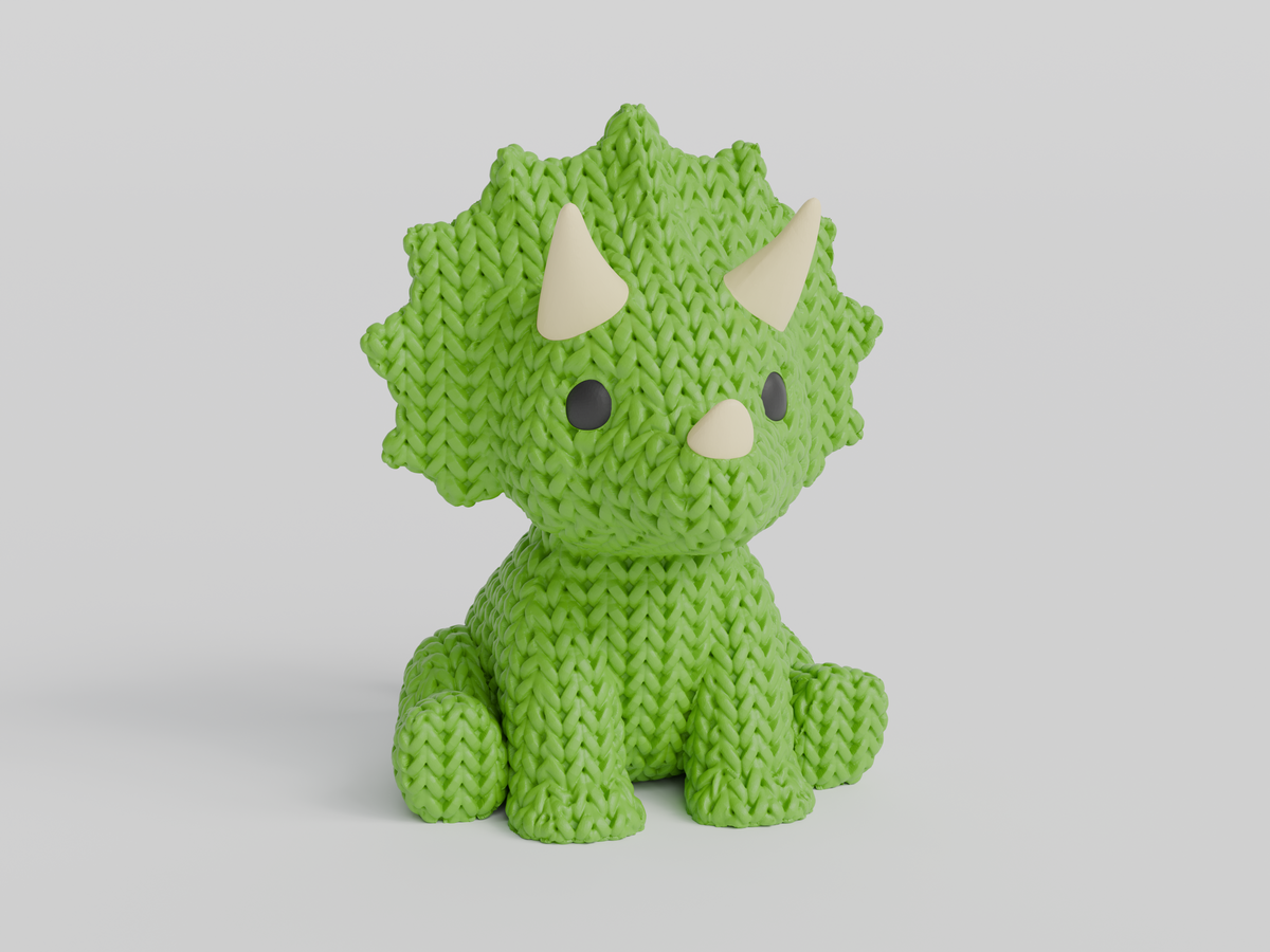 Knitted Triceratops Dinosaur Topkinz character front view