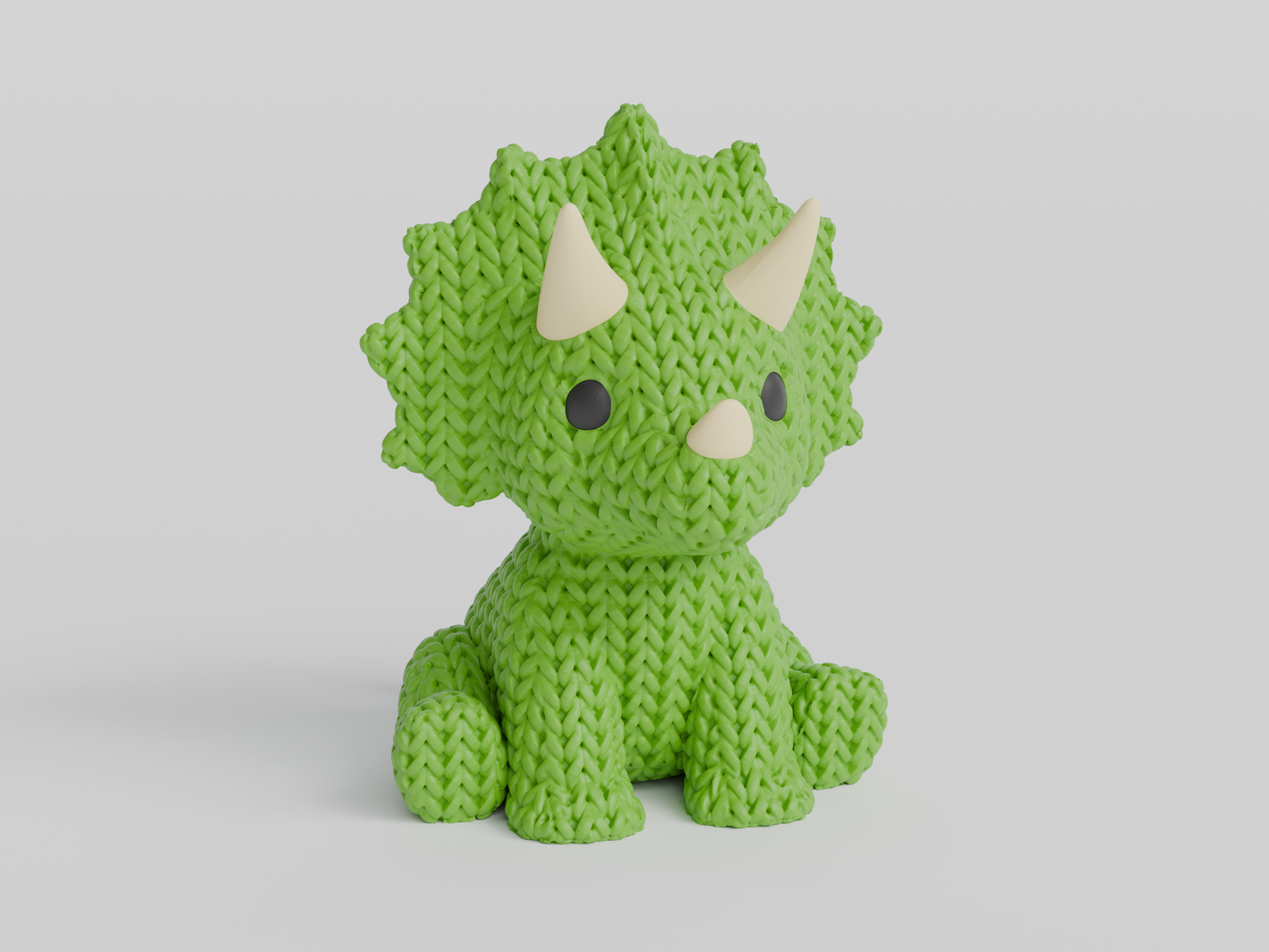 Knitted Triceratops Dinosaur Topkinz character front view