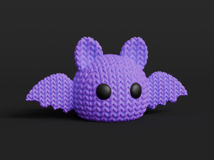 Knitted Halloween Bat Topkinz character front view