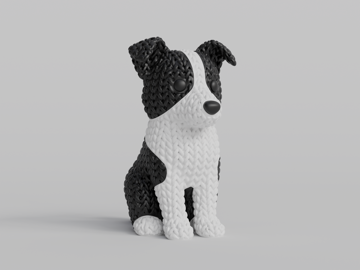 Knitted Border Collie Dog Topkinz character front view