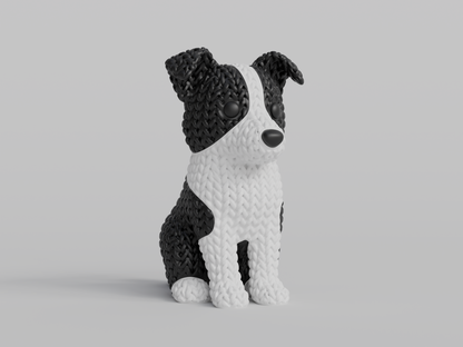 Knitted Border Collie Dog Topkinz character front view