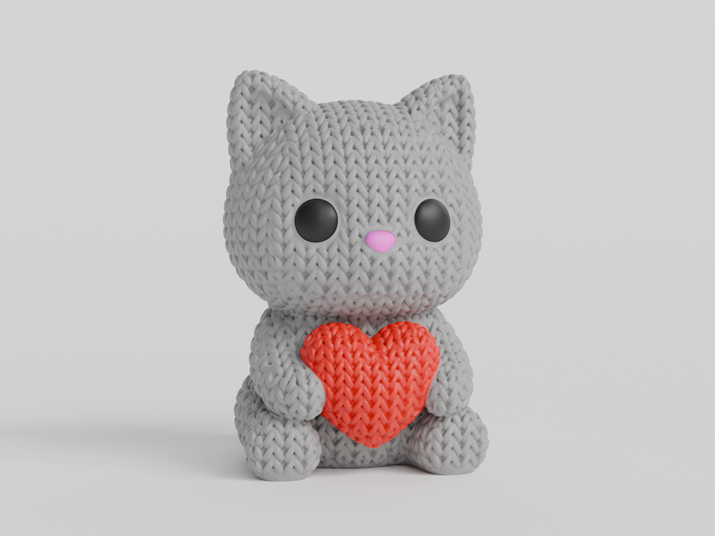 Knitted Cat With Heart - Valentine's Day Topkinz character front view
