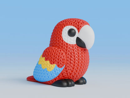 Knitted Scarlet Macaw Parrot Topkinz character front view