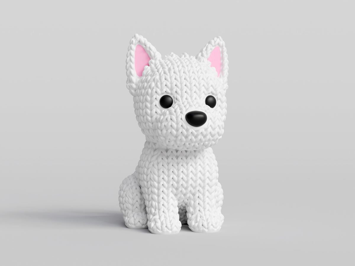 Knitted Westie Dog Topkinz character front view