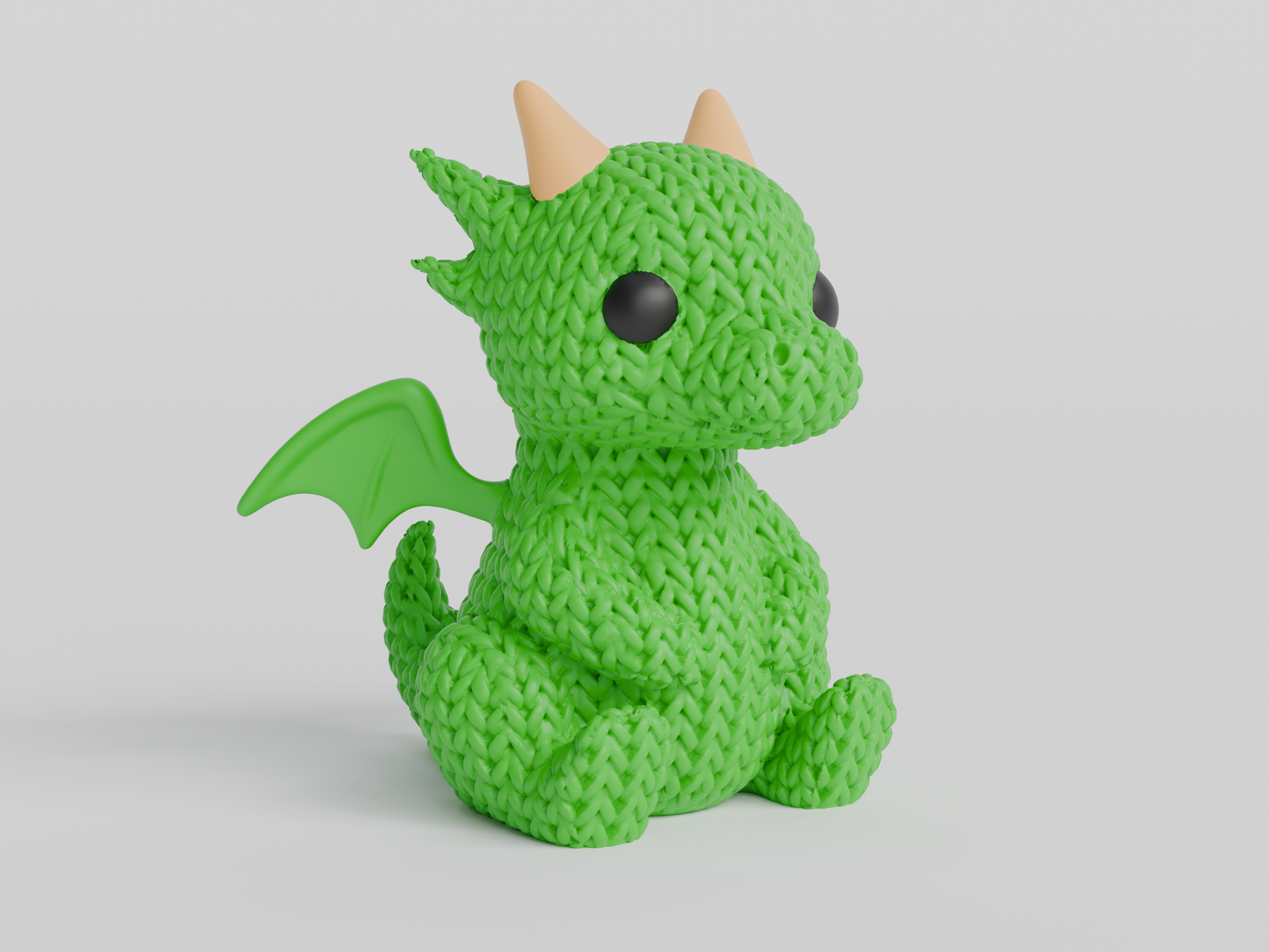 Knitted Dragon Topkinz character front view