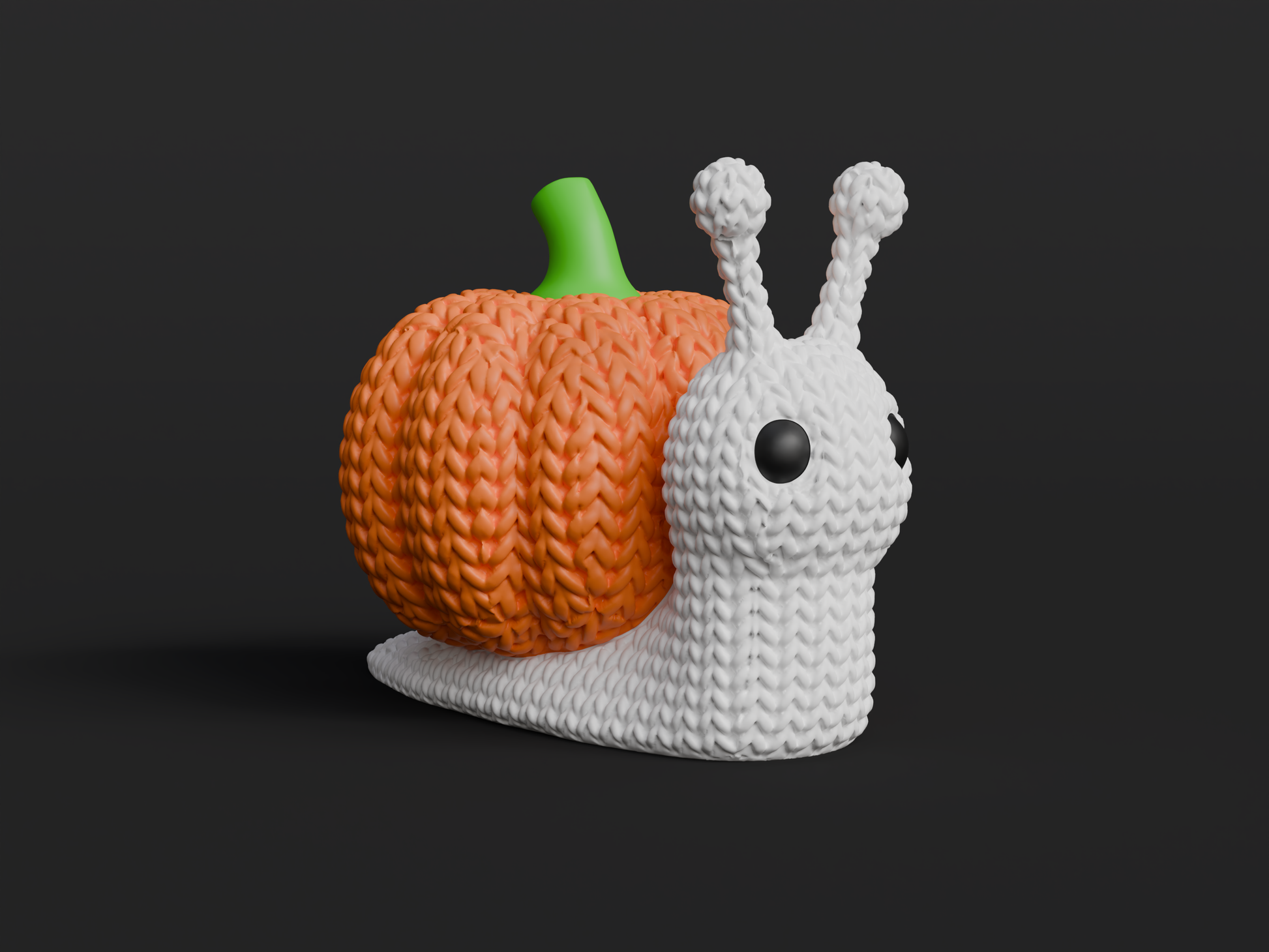 Knitted Halloween Pumpkin Snail Topkinz character front view