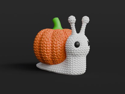 Knitted Halloween Pumpkin Snail Topkinz character front view