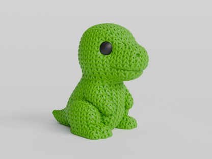 Knitted T-Rex Dinosaur Topkinz character front view
