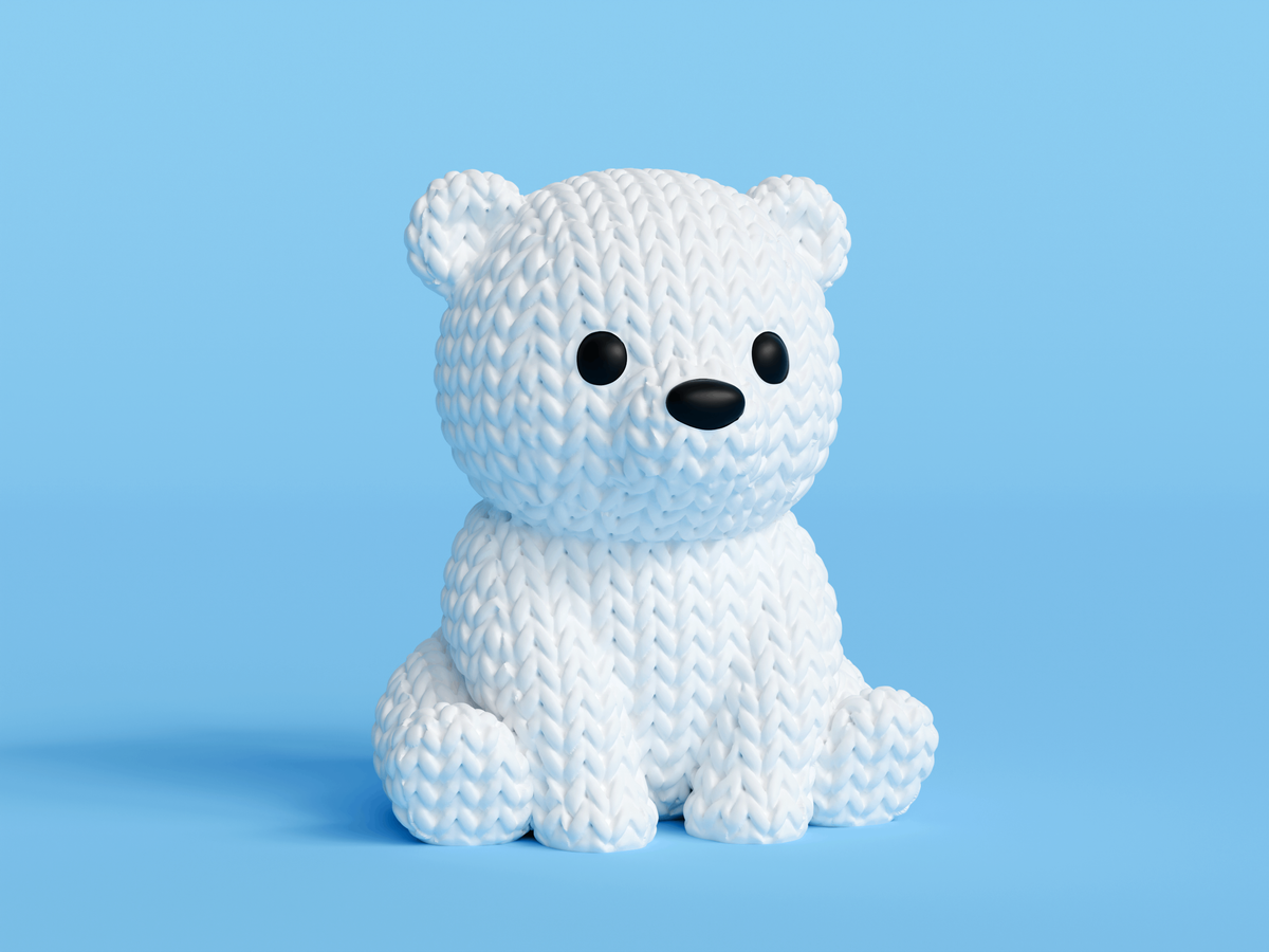 Knitted Baby Polar Bear Topkinz character front view