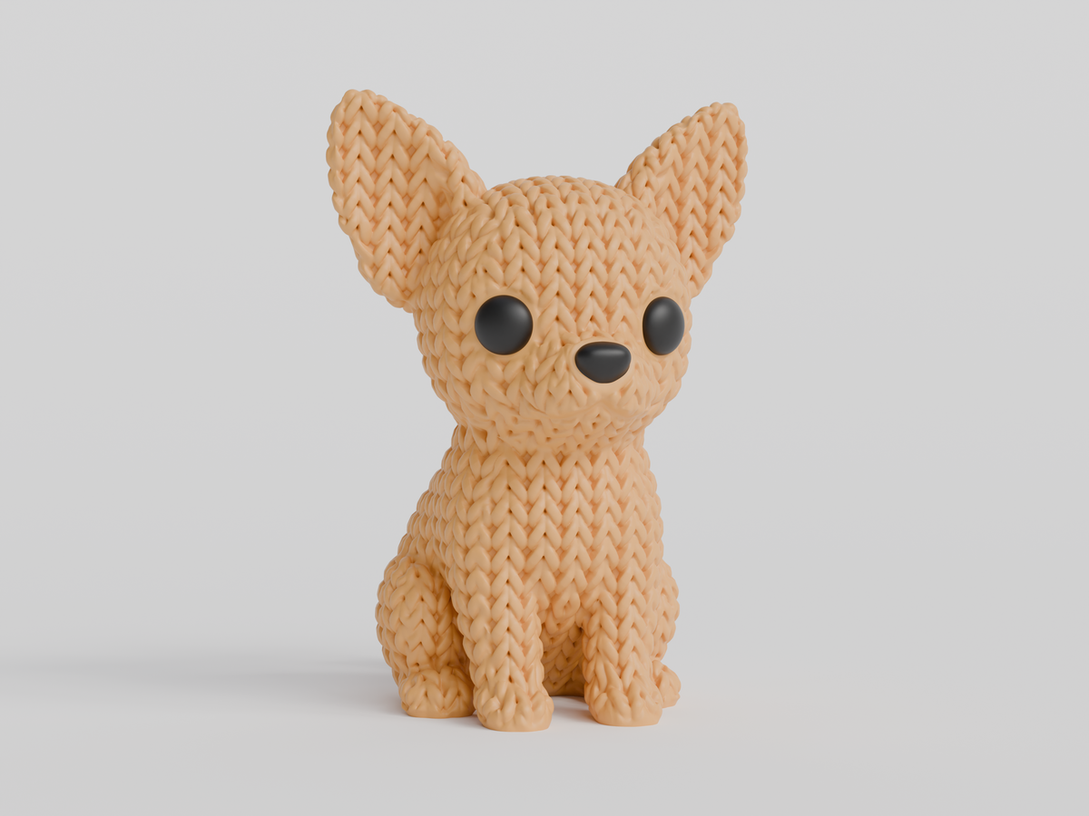 Knitted Chihuahua Dog Topkinz character front view
