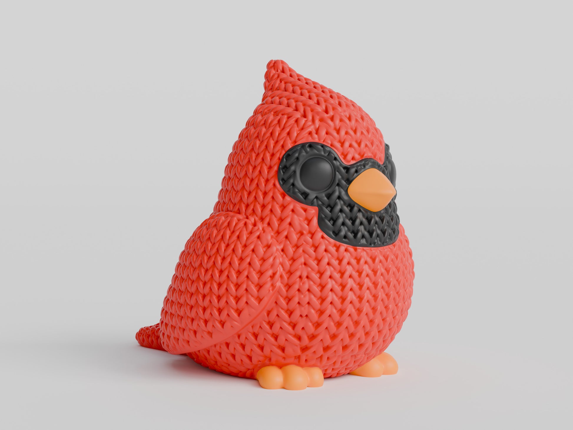 Knitted Cardinal Bird Topkinz character front view