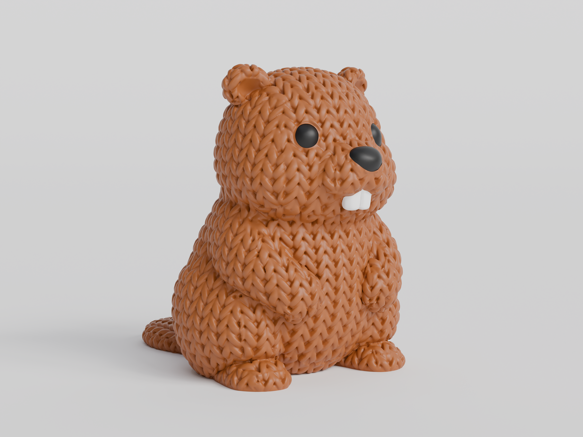 Knitted Beaver Topkinz character front view