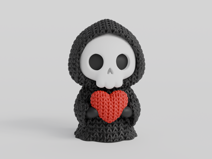 Knitted Heart Grim Reaper Halloween Topkinz character front view