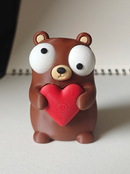 Heart Bear Googly Eyes | Chibi SnapCharm™ Character