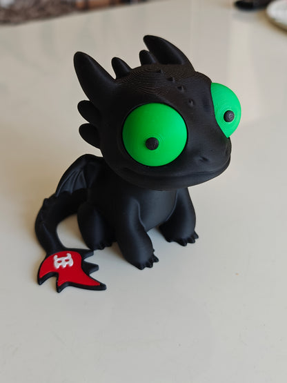 Black Night Dragon Googly Eyes SnapCharm™ Character