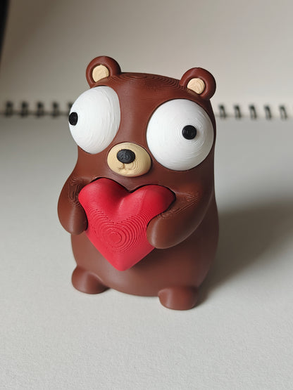 Heart Bear Googly Eyes | Chibi SnapCharm™ Character