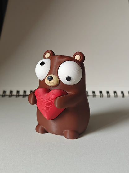 Heart Bear Googly Eyes | Chibi SnapCharm™ Character