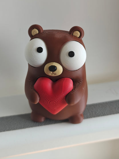 Heart Bear Googly Eyes | Chibi SnapCharm™ Character