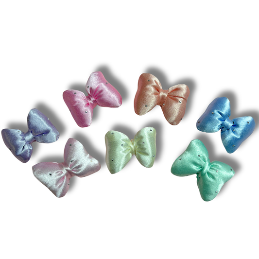 Puffy Rhinestone Bowknot Embellishments – Approx. 1.6 × 2.1 in (7-Piece Set)