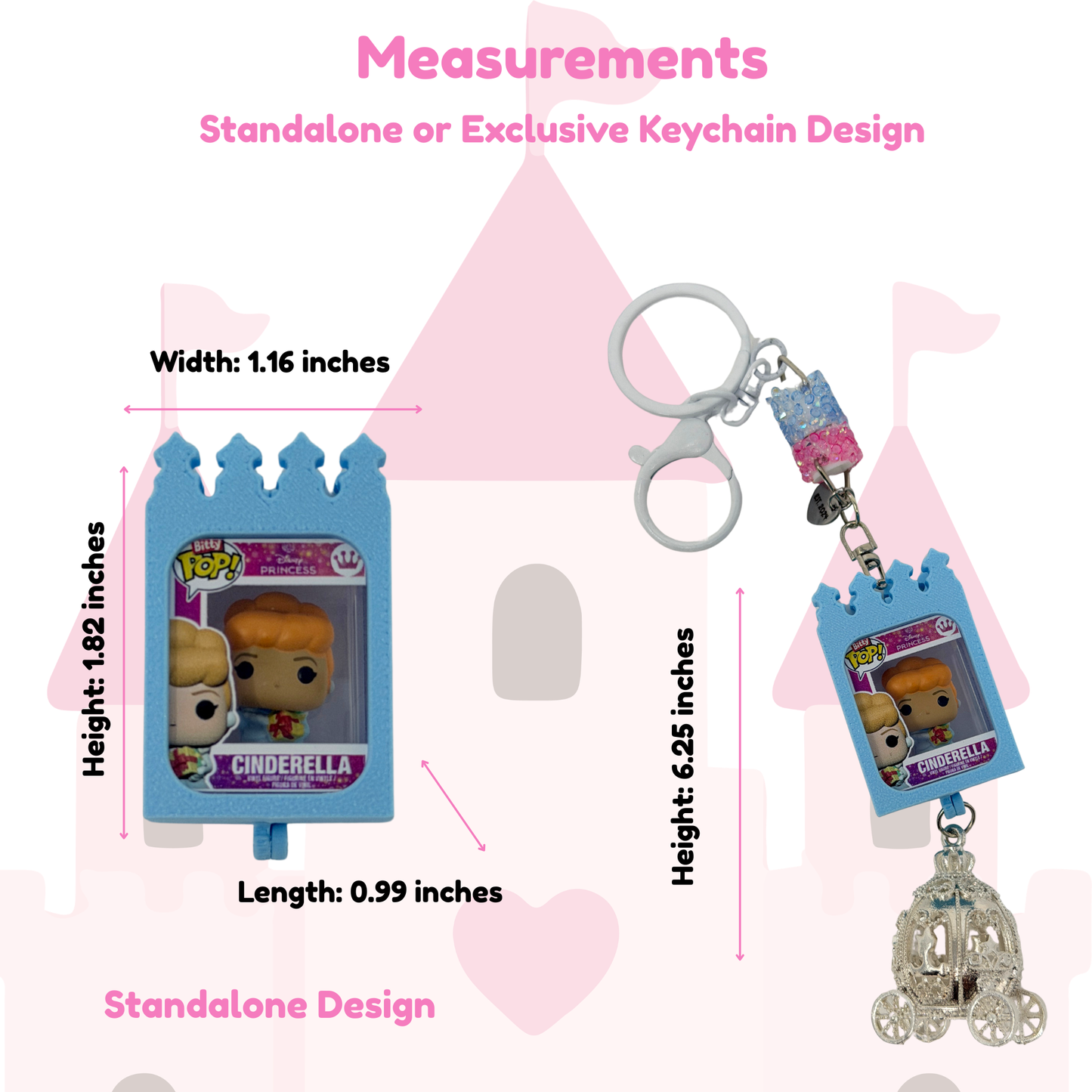 Storybook Princess (Cinderella) Bitty Pop Castle Holder Set – Standalone or Exclusive Keychain Design