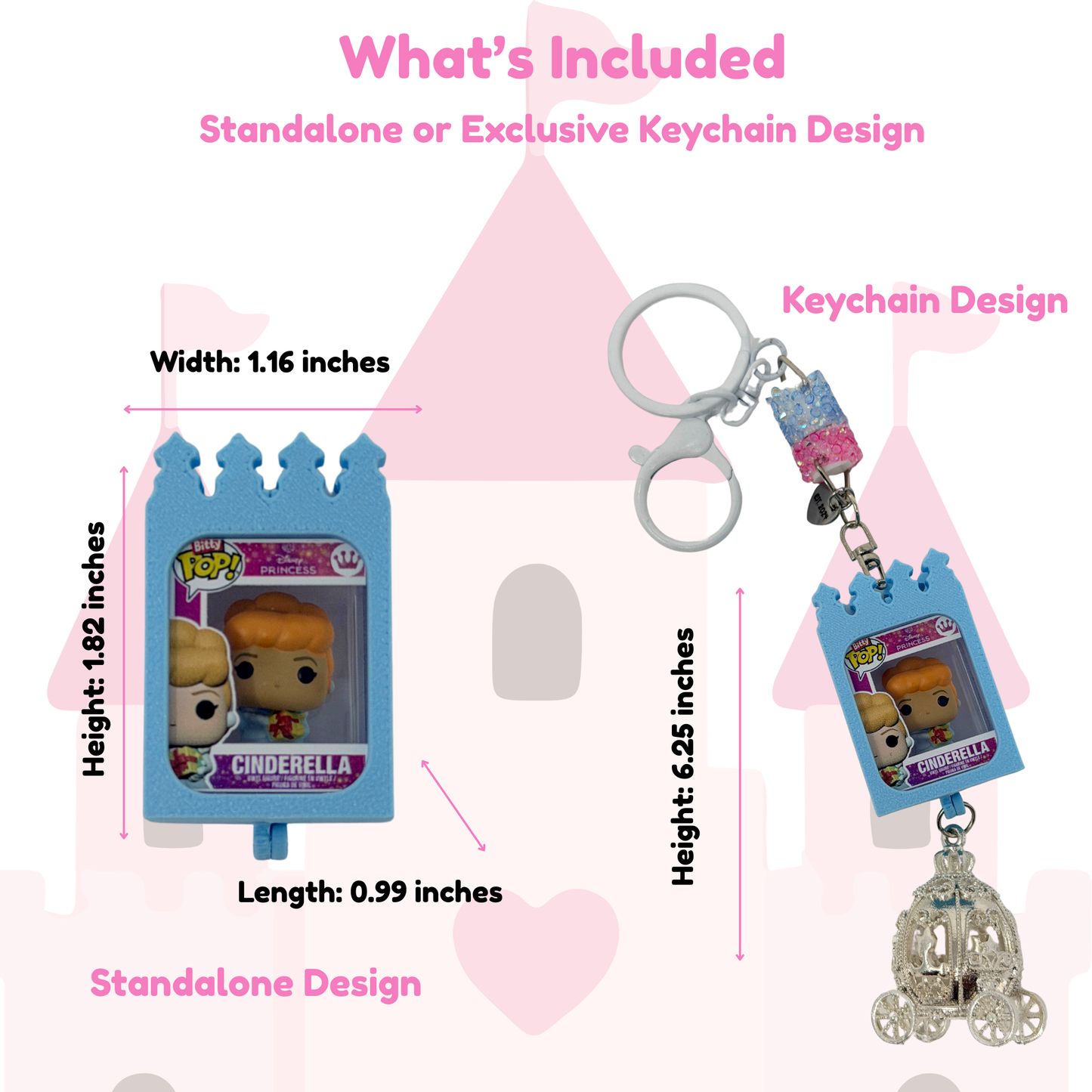 Storybook Princess (Cinderella) Bitty Pop Castle Holder Set – Standalone or Exclusive Keychain Design
