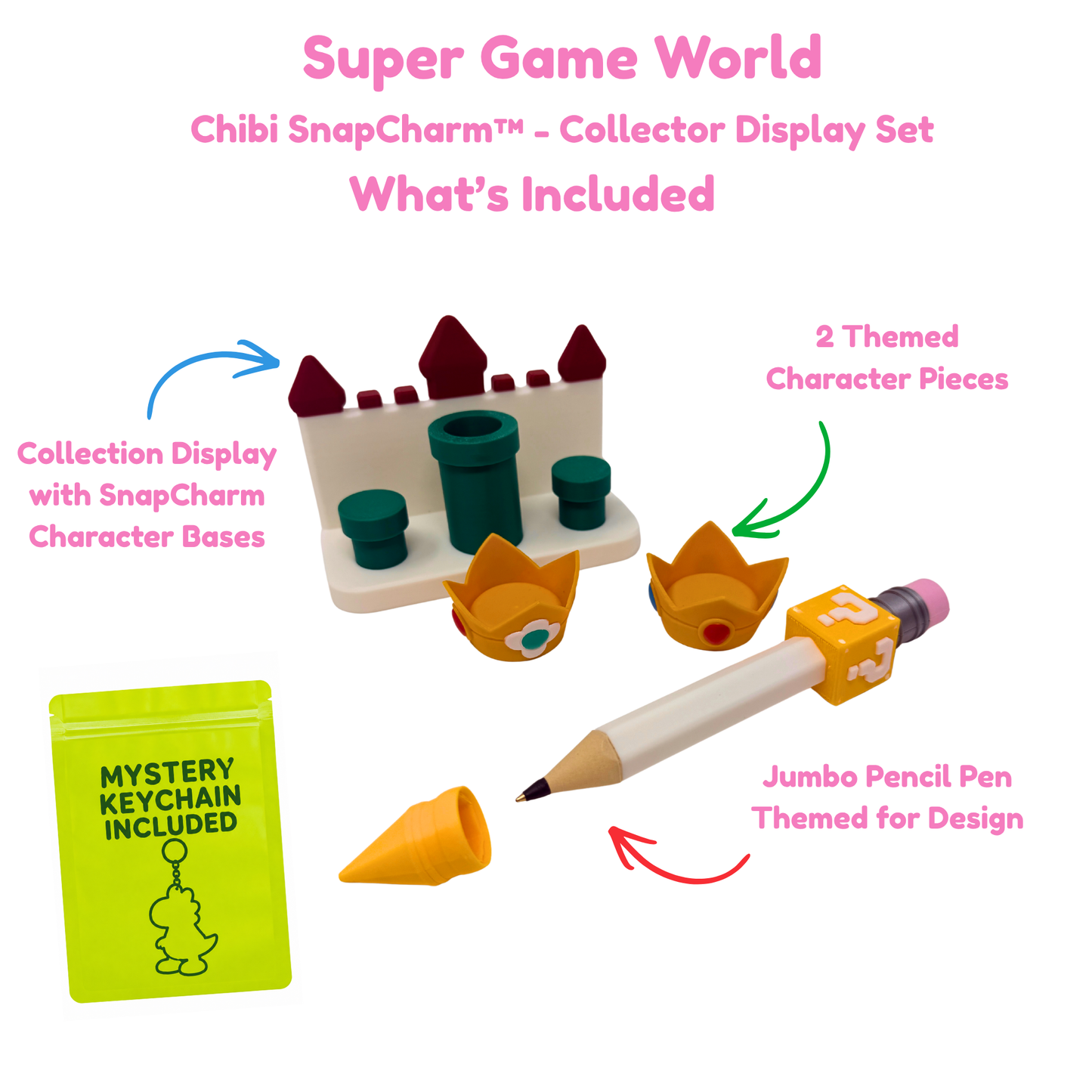 Super Game World Princess Castle Duo Display Set with Jumbo Pencil Pen