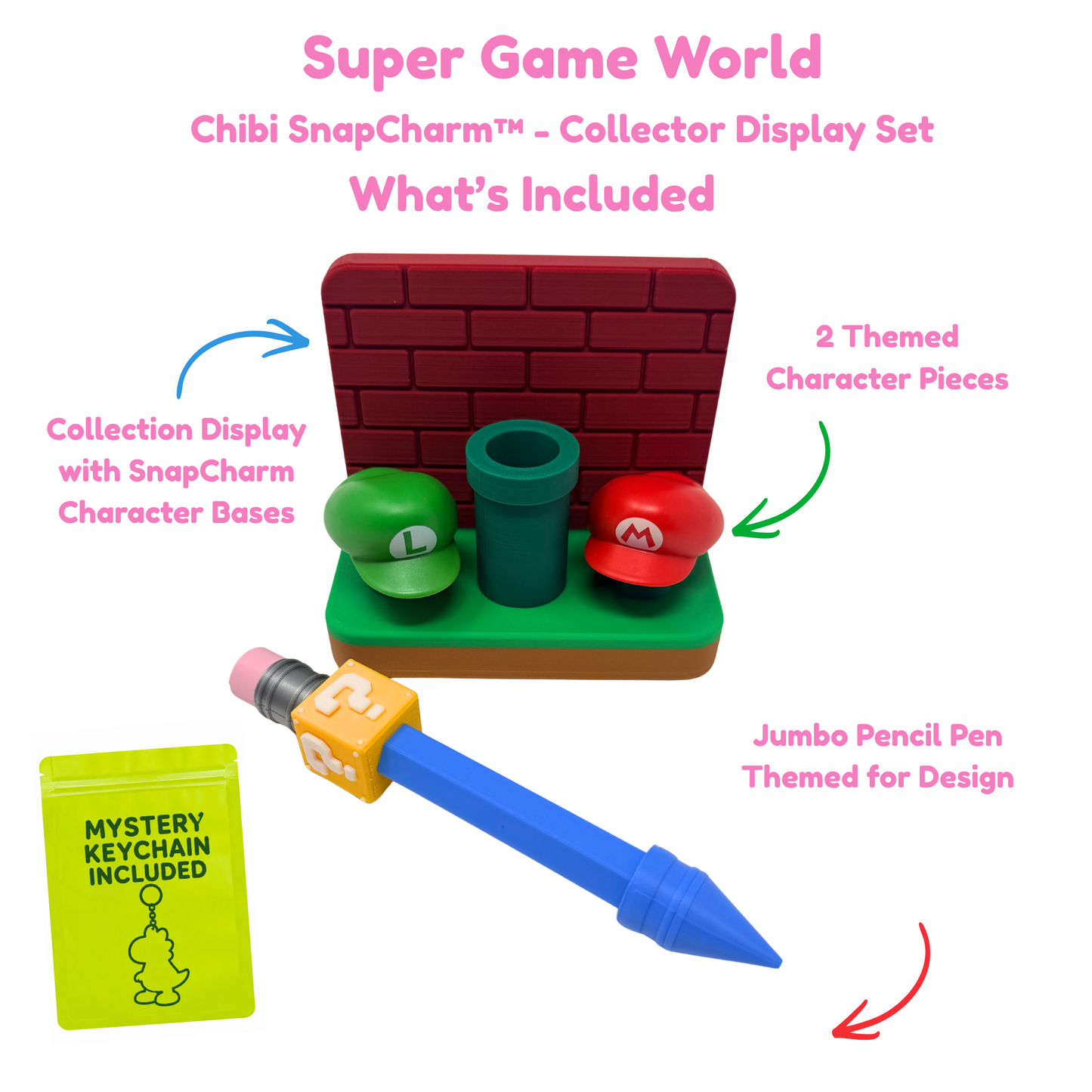 Super Game World Classic Brick Duo Display Set with Jumbo Pencil Pen